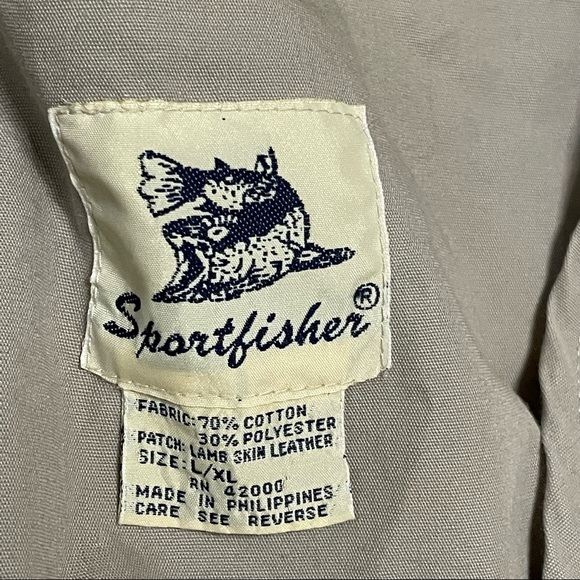 Sportfisher Fly Fishing Vest Khaki Lamb Skin Patch 6 Pockets Loops Mens sz L/XL - Picture 3 of 3